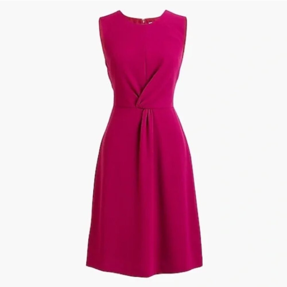 NWT J. Crew Knot‎ Front Sleeveless Sheath Dress in Fresh Raspberry Pink 6